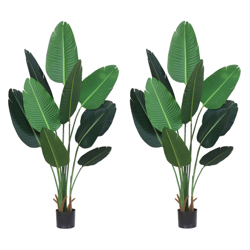 2X 180cm Potted Artificial Banana Plant Polyurethane Woven Seagrass Basket Green