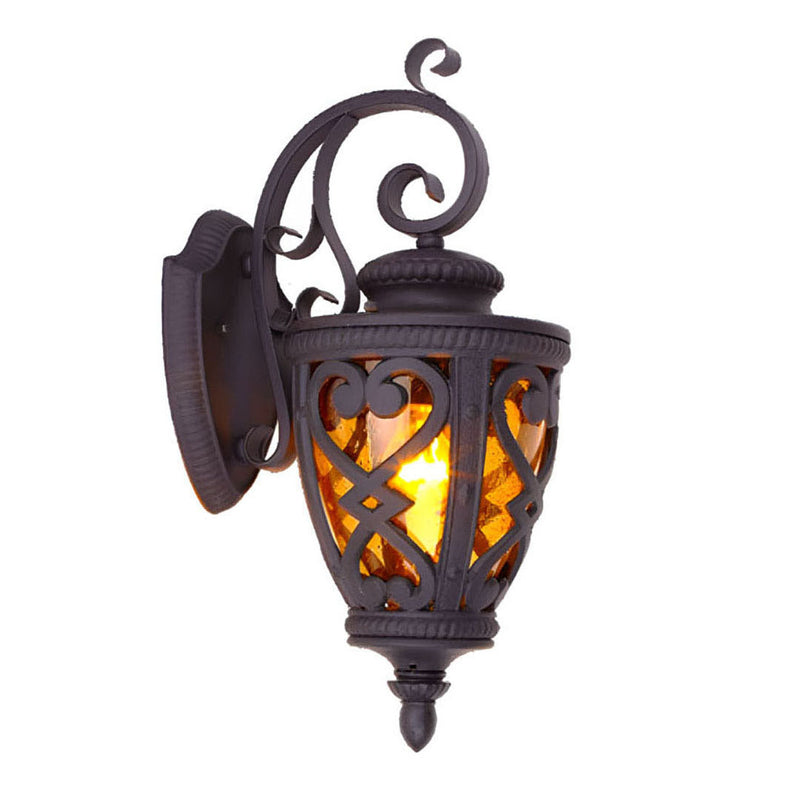 Vintage Lantern Wall Sconce 57cm Aluminum Glass Antique Bronze Outdoor
