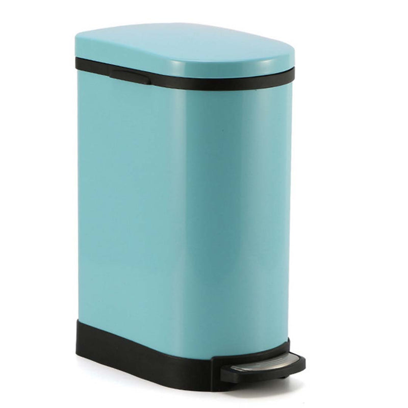 Foot Pedal Stainless Steel Trash Bin 10L Blue Hands-Free Soft Close Design