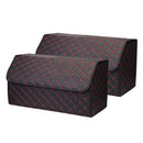 2X Leather Car Boot Cargo Organizer Foldable Collapsible Storage Box Black