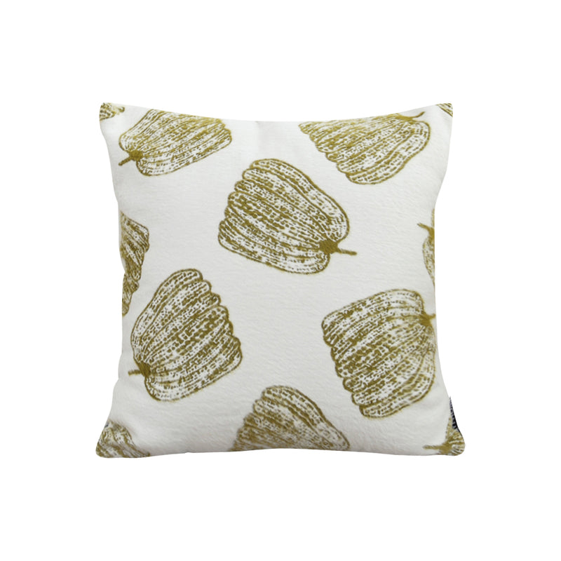 Throw Pillow 50x50x18cm Polyester Cotton Pumpkin Print White Olive Green