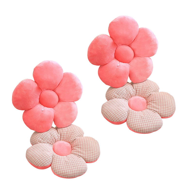 2X Flower Shaped Seat Cushion PP Cotton 45cm Pink Ergonomic Washable Nonslip