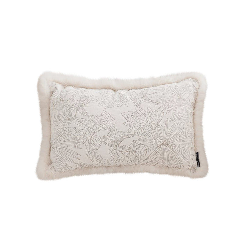 30x50cm Velvet Lumbar Pillow 15cm Thick Polyester Cotton Off White