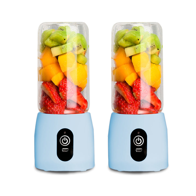 2X Portable Mini Usb Rechargeable Glass Juicer 8cmX20cm Blue