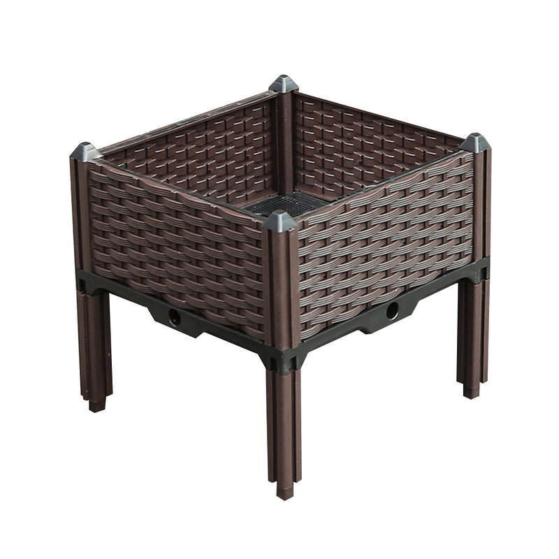 40cm Square Raised Garden Planter Plastic Self Watering Dark Brown
