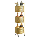 3 Tier Metal Bathroom Shelf Gold Multifunctional Storage Rack with Wheels