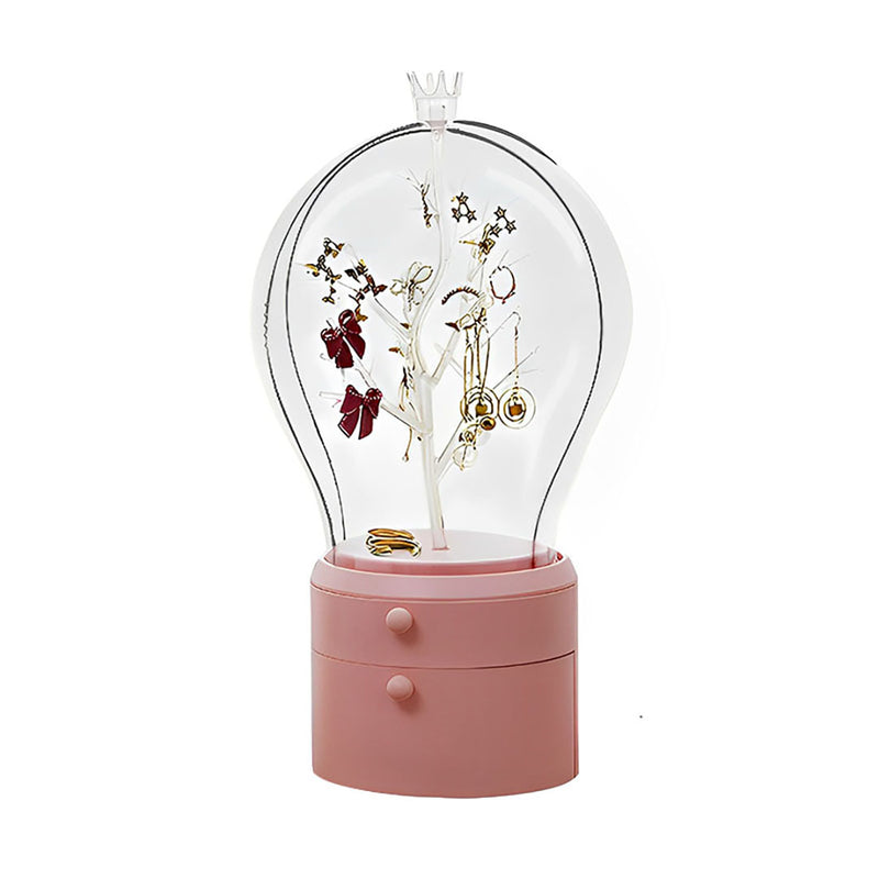 Pink 2 Layer Rotating Jewelry Box Waterproof Dustproof Organizer 360 Degree