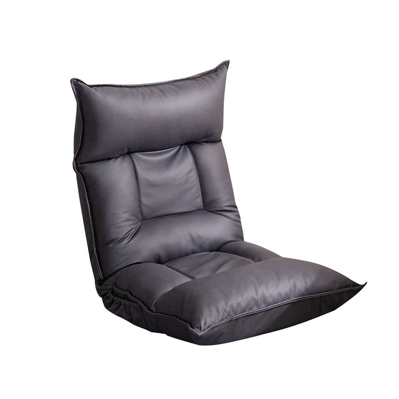 Lounge Recliner Leather 110x52x13cm Collapsible Backrest Removable Cover Grey