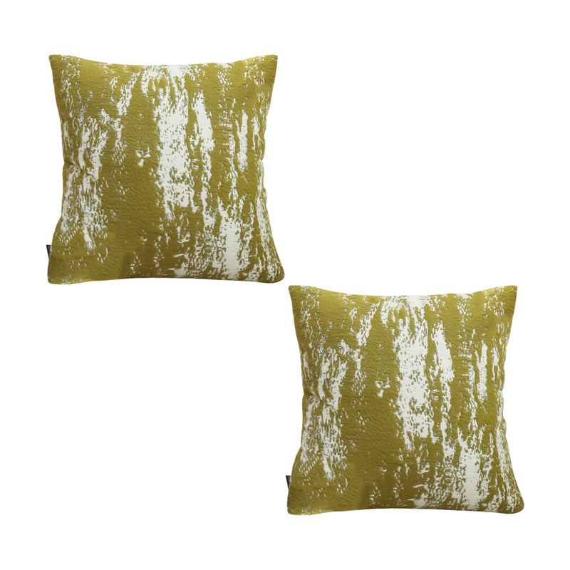 2X 50x50x18cm Throw Pillow Plush Polyester Cotton White Olive Green