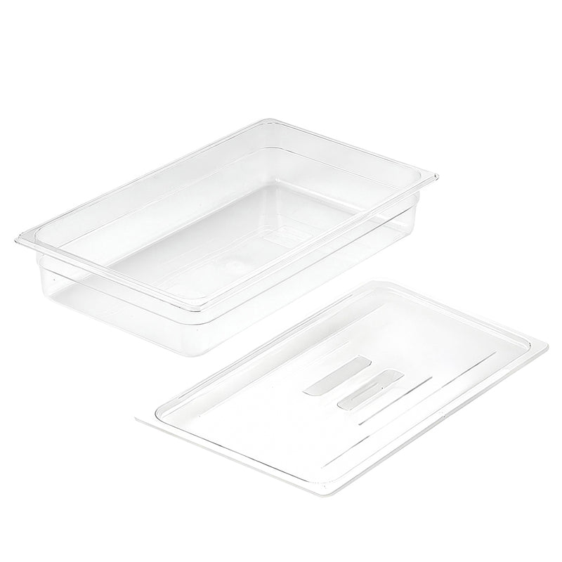 Gastronorm 1/1 Polycarbonate Pan 100mm Depth Clear Dishwasher Safe With Lid