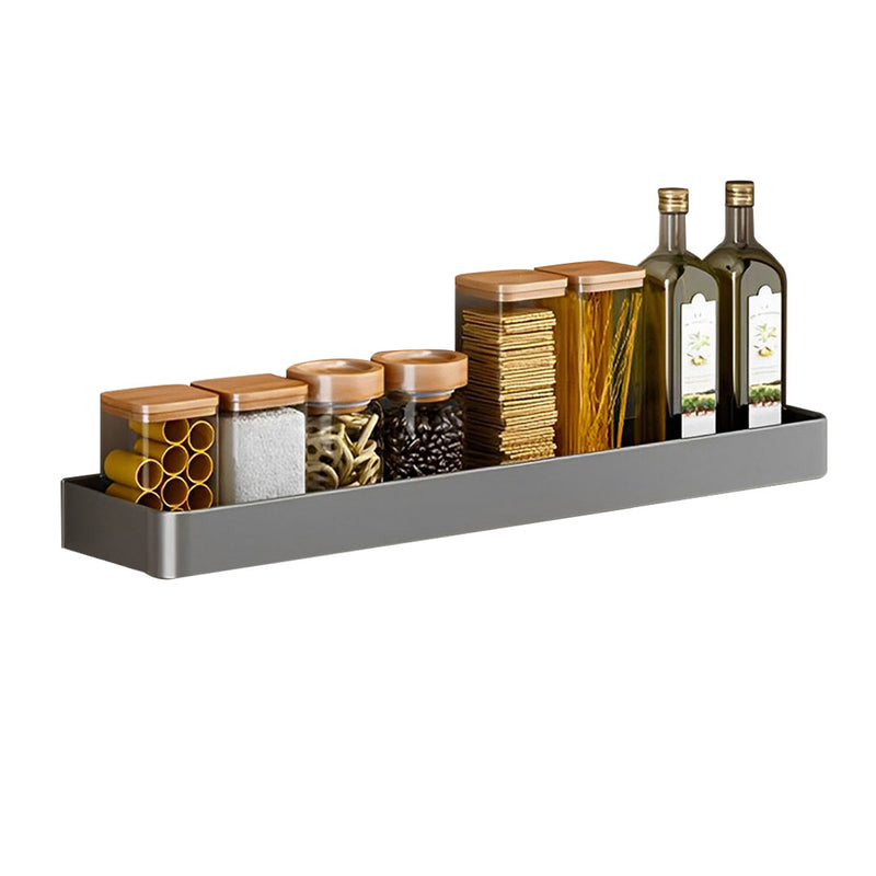 32cm Black Aluminum Wall-Mounted Kitchen Spice Storage Shelf Space Saving