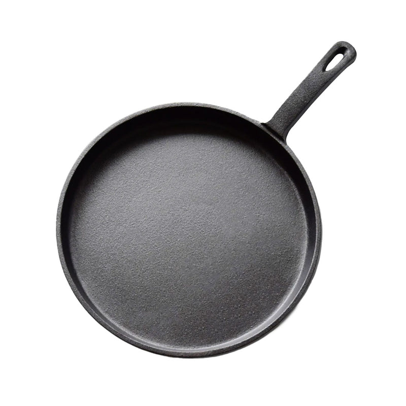 26cm Round Cast Iron Skillet Frying Pan Non-Stick Griddle Black