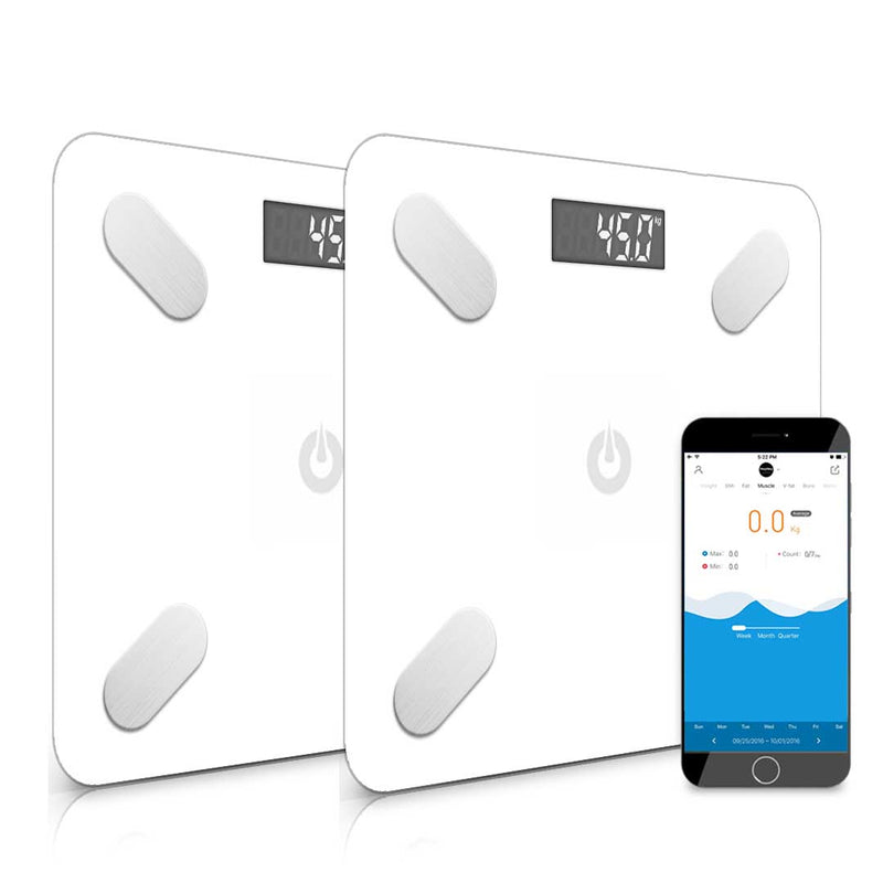 2X Wireless Bluetooth Body Fat Scale Bathroom Weighing Health Analyzer White