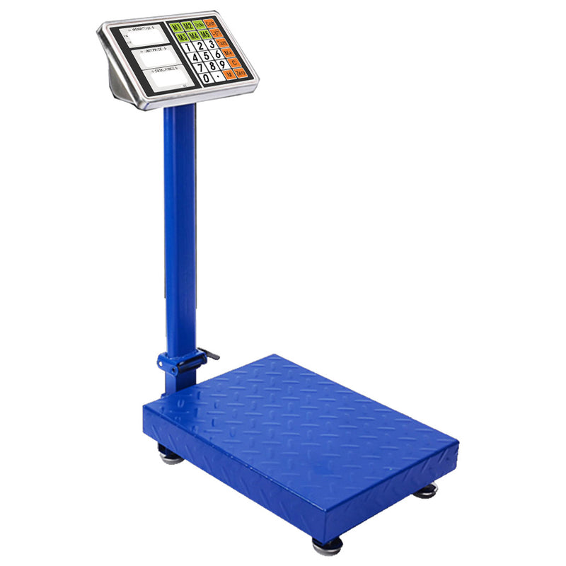 Digital Platform Scale Stainless Steel 300Kg 50G Lcd Rechargeable Battery Blue