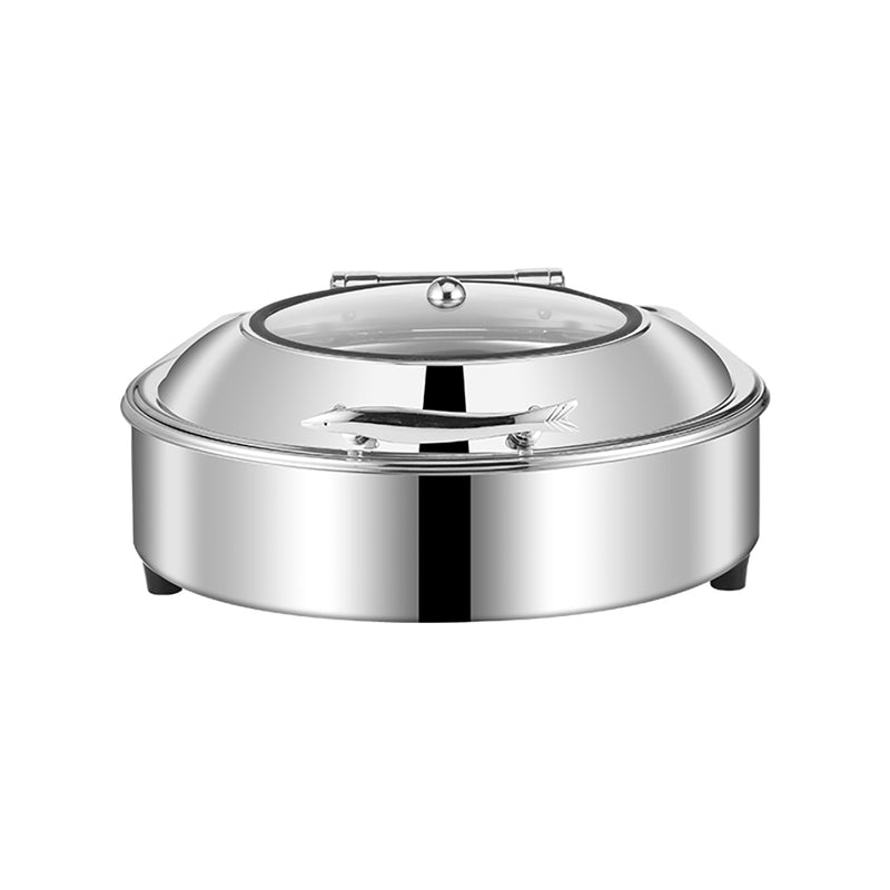 Stainless Steel Round Chafing Dish 6L Buffet Food Warmer with Lid Silver