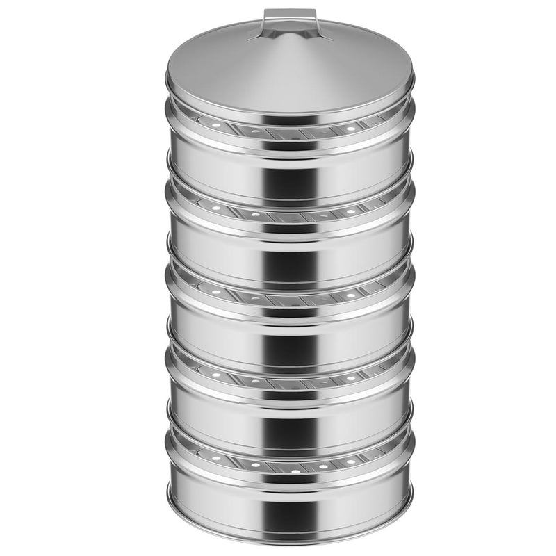 5 Tier Stainless Steel Steamer 25Cm With Lid 2 Interchangeable Trays Polished