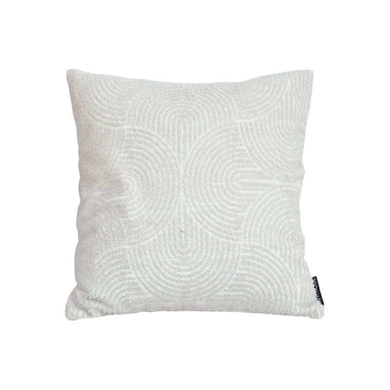 Throw Pillow Polyester Cotton Blend 50x50x18cm Embroidered Off White