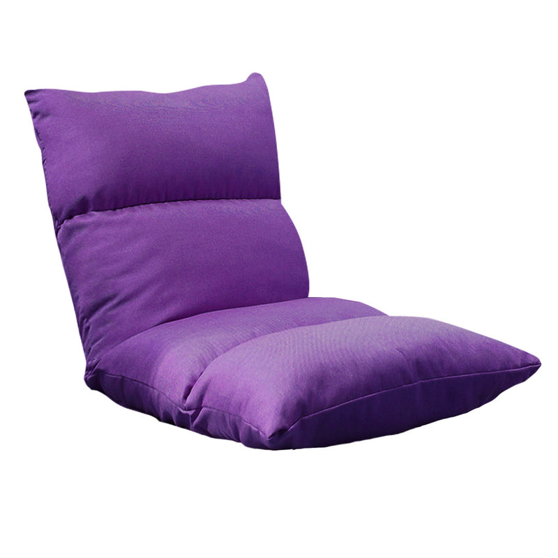 Floor Recliner Folding Chair Linen 108x53x15cm Adjustable Purple