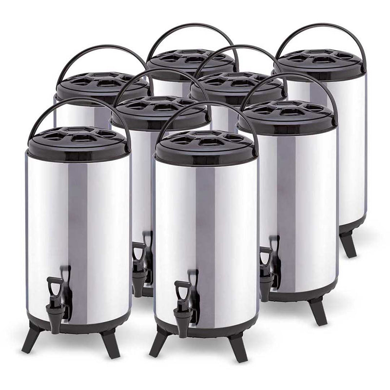 8X 16L Stainless Steel Insulated Beverage Barrel With Tap Dispenser Portable