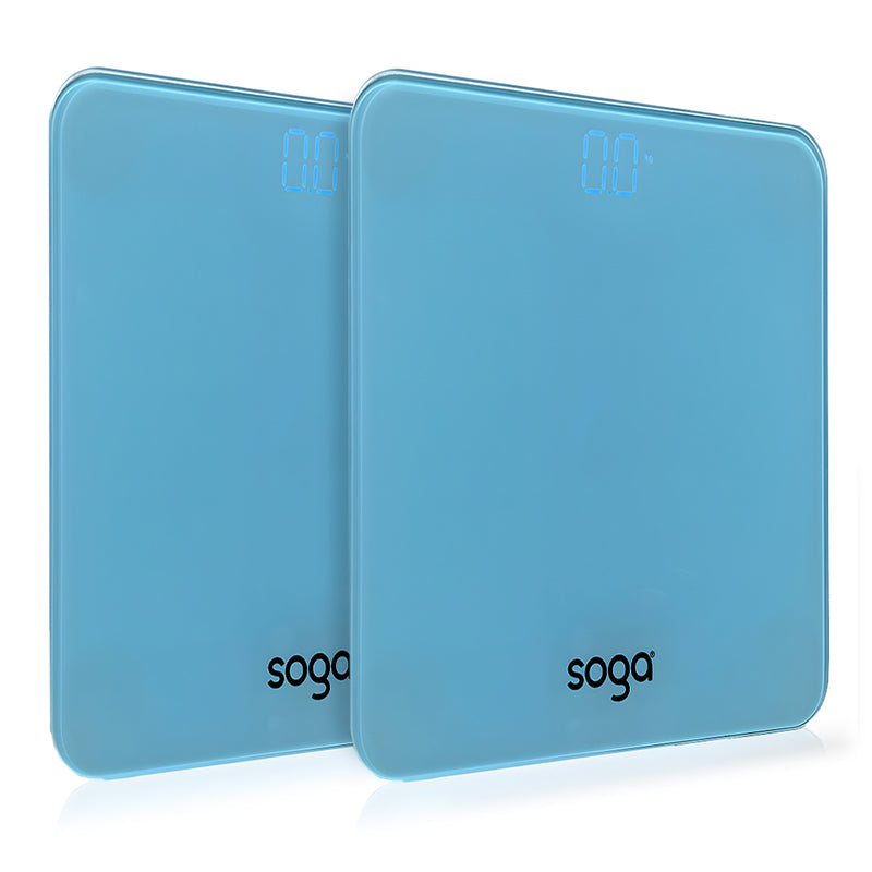 2X Digital Bathroom Scales 180kg Glass LCD Waterproof Non-Slip Blue