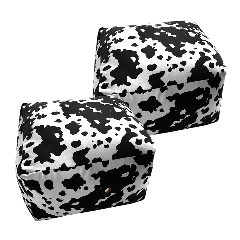 2X Square Pouffe Velvet Cotton 55x55x35cm Soft Seat Footstool Multicolor