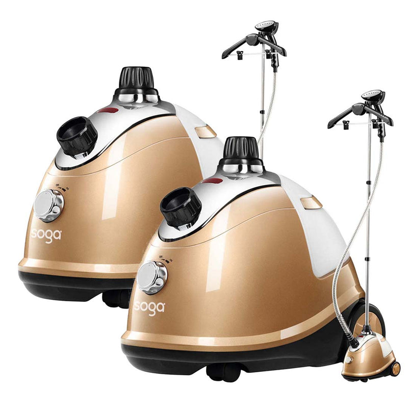 2X Portable Garment Steamer 1800W 1.8L Tank 60 Min Steam Dual Heat Gold