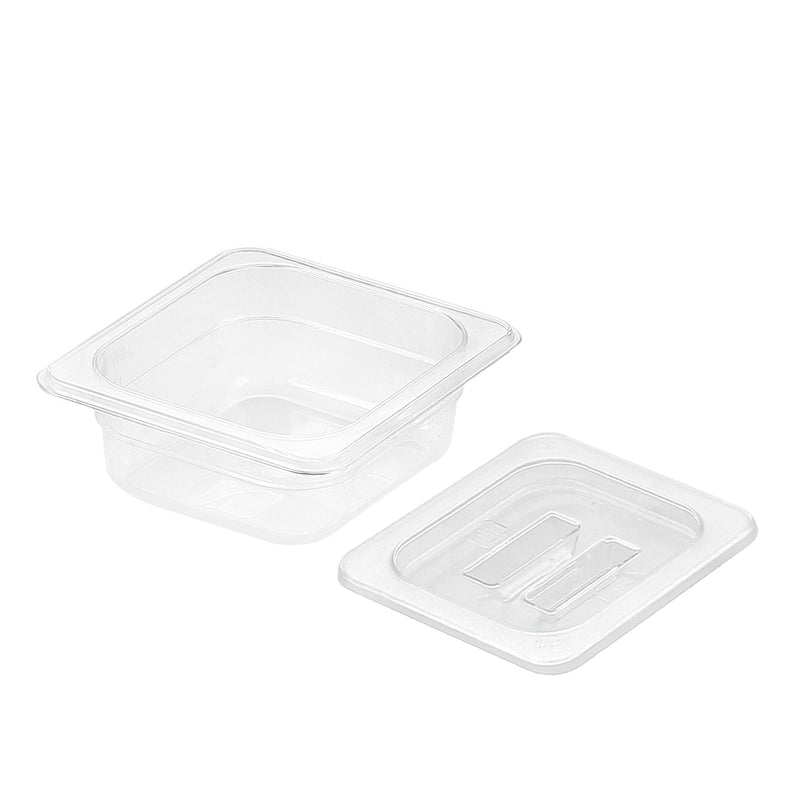 Clear Gastronorm 65mm Polycarbonate Pan 1/6 Food Tray With Lid Transparent