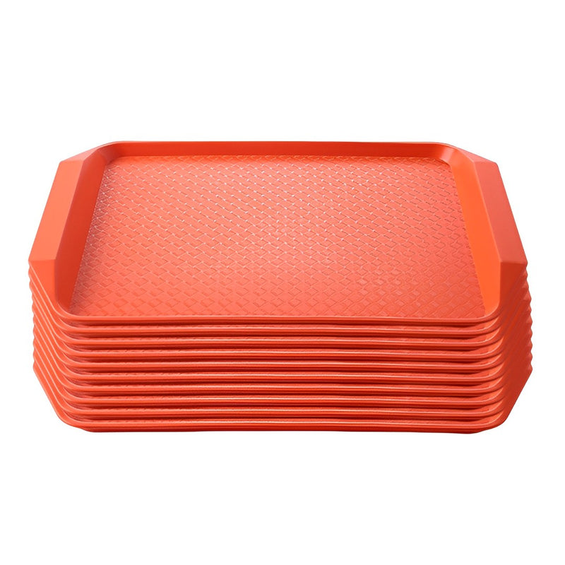 Rectangular Pvc Serving Tray 43.5x30x2.8cm Stackable Handles Orange Set of 10