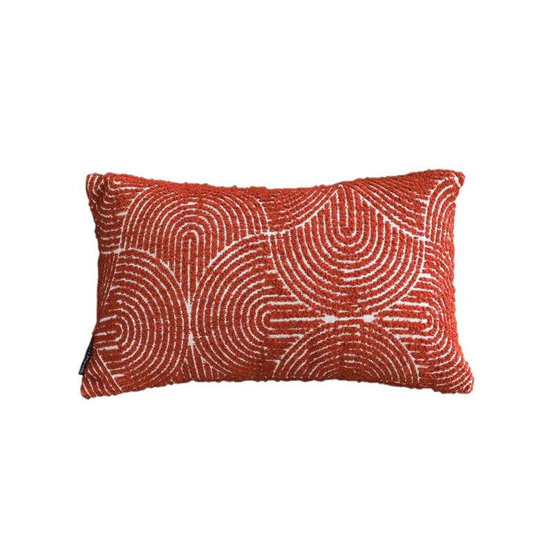 Lumbar Throw Pillow 30x50cm Plush Velvet Corded Edge 15cm Thick Red