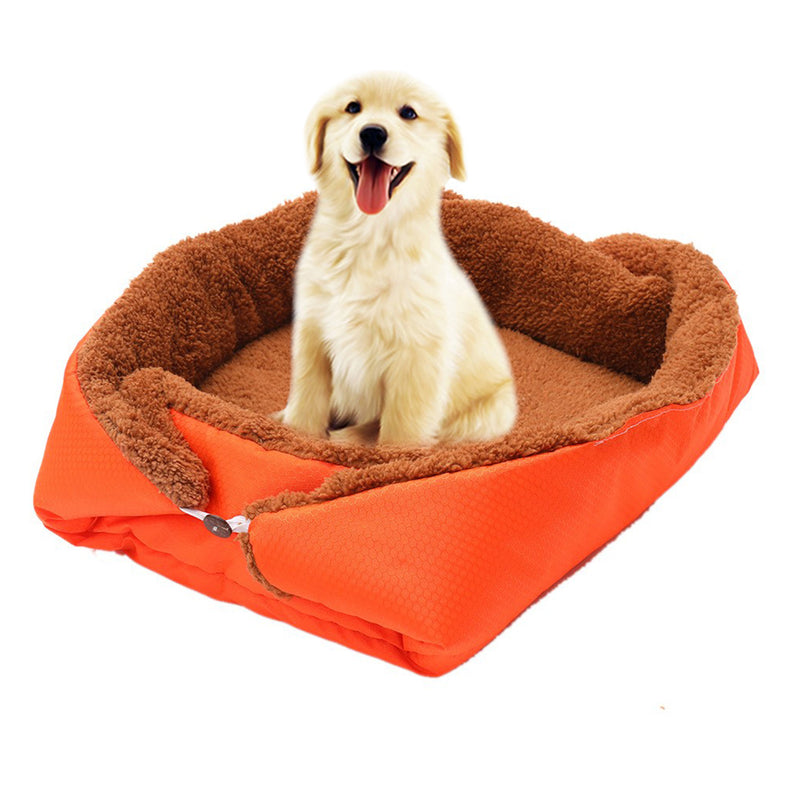 Orange Dual-purpose Cat Dog Bed Cushion Plush Kennel Mat Anti Slip Cozy 40cmx26cm