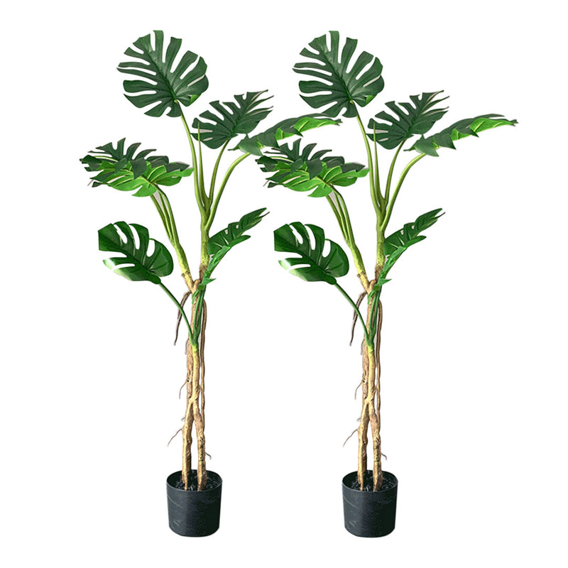 2X 160cm Potted Artificial Monstera Palm Real Touch Uv Protected Green