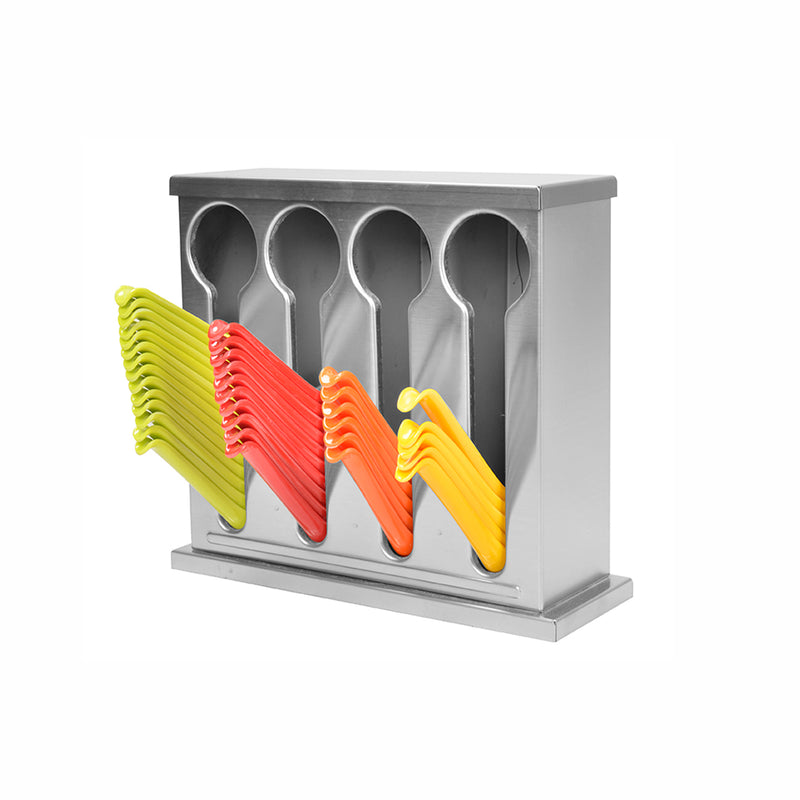 Stainless Steel Spoon Utensil Holder 4 Holes 240X90X230mm Detachable Cover Drain