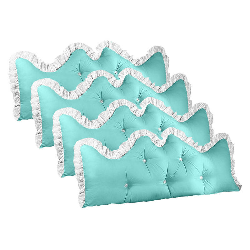 4X Light Blue Headboard Pillow 150cm Polyester Lace Ruffle Crown Decor