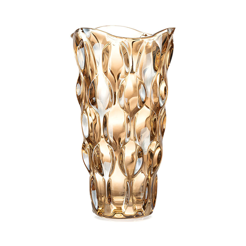29.8cm Golden Amber Glass Crystal Vase Thick Durable Modern Home Decor