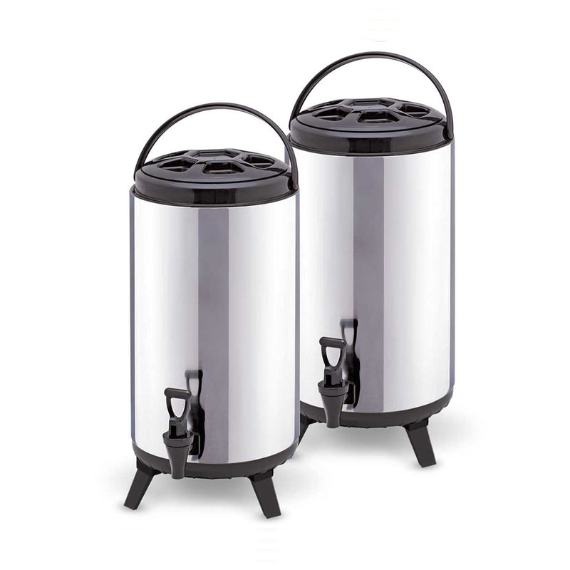 2X 10L Stainless Steel Insulated Coffee Tea Beer Barrel Dispenser Pot