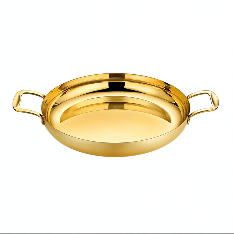 28cm Stainless Steel Flat Base Seafood Dry Pot Gold Non Stick Induction Ready