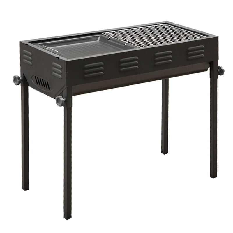 66cm Portable Folding Stainless Steel Charcoal Box Grill Camping Black