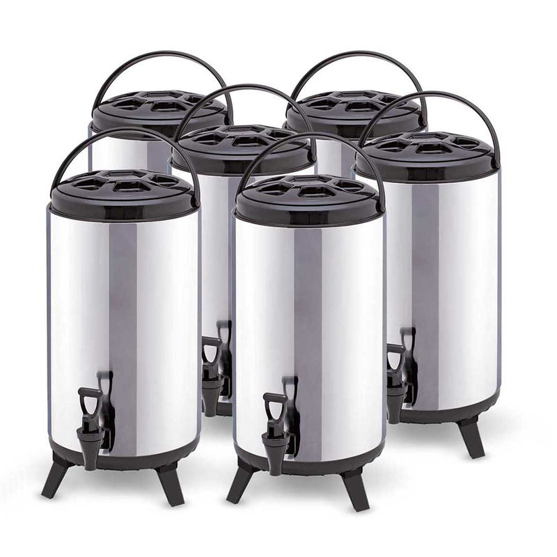 6X 10L Stainless Steel Insulated Hot Cold Beverage Dispenser Barrel With Tap
