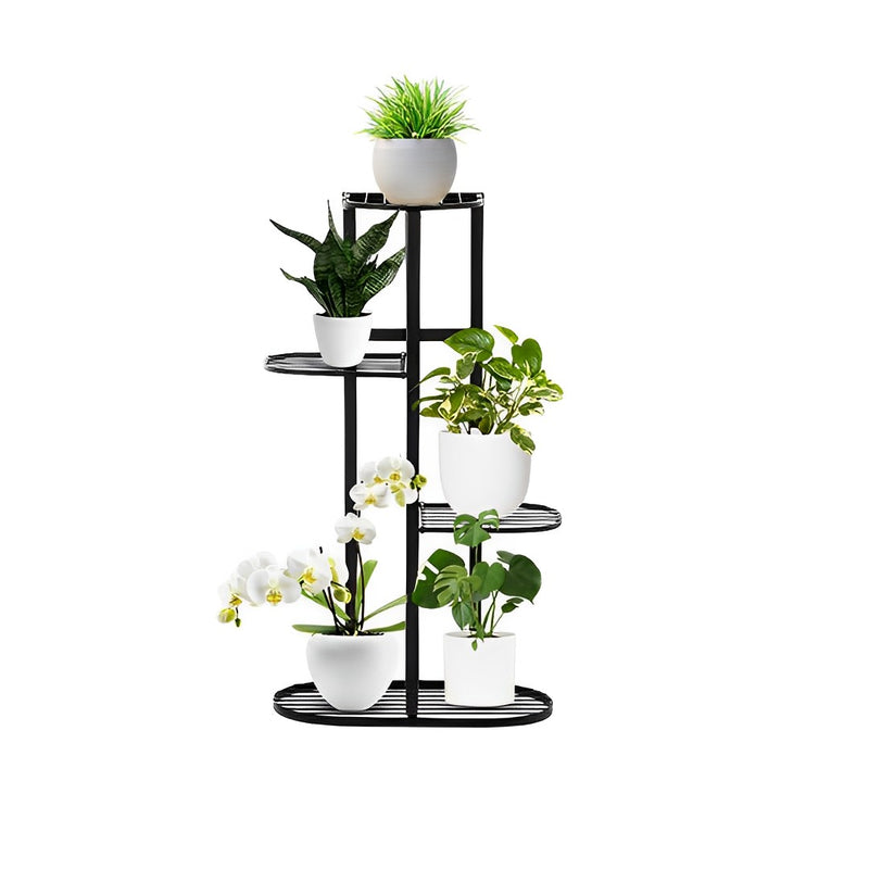 4 Tier 5 Pots Metal Plant Rack Stand Black 44.5x22x82Cm Space Saving
