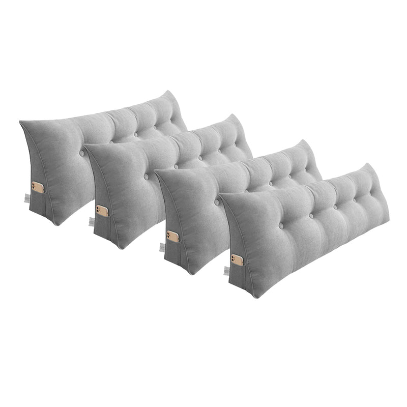 4X 180cm Triangular Wedge Headboard Pillow Silver Polyester Tufted Backrest