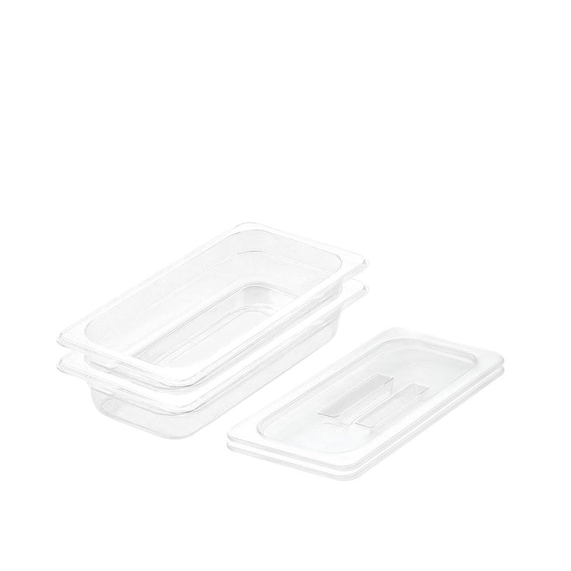 65mm 1/3 Gastronorm Pan Polycarbonate Clear Lid Dishwasher Safe Bundle of 2