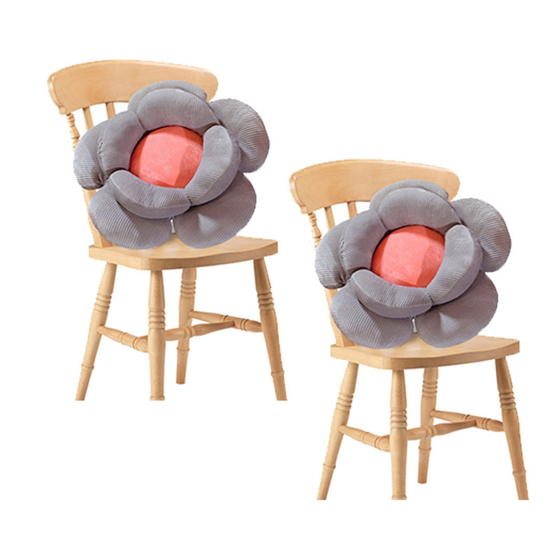 2X Grey Double Flower Plush Cushion 70cmx70cmx20cm PP Cotton Fabric