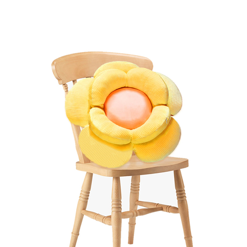 Soft Plush Double Flower Shaped Cushion PP Cotton 70cmx70cmx20cm Yellow