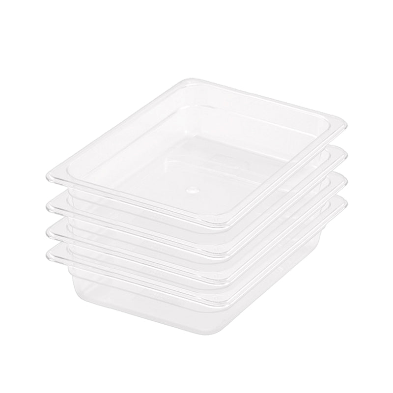 65mm Clear Gastronorm GN Pan Set of 4 Polycarbonate Food Trays Lightweight