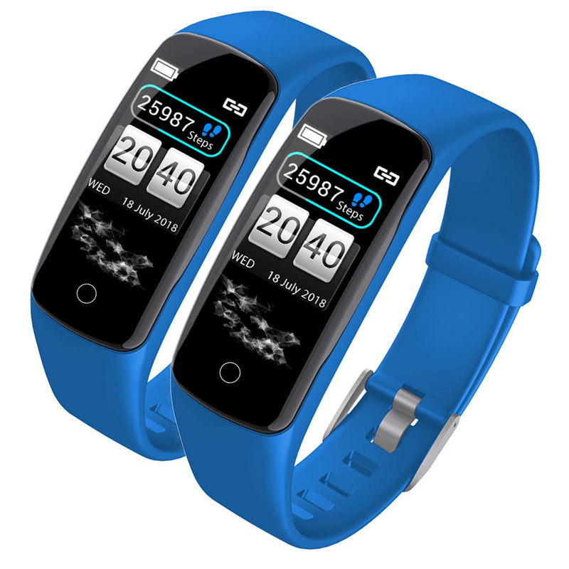 2X Smart Watch Fitness Tracker Touch Screen Heart Rate Blood Pressure IP67 Blue