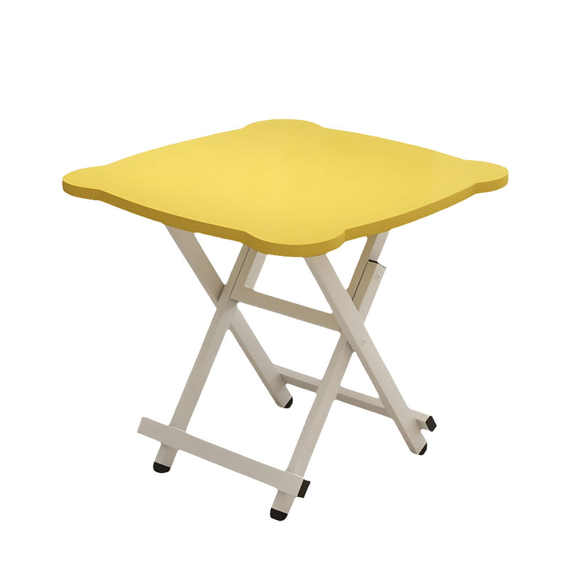 Folding Table Cat Ear Particleboard Metal 60x60x70cm Yellow Portable Minimalist