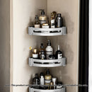 Silver Aluminum Wall Mounted Bathroom Shelf Space Saving Adhesive Corner Rack