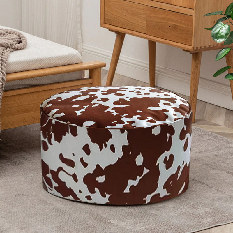 2X Round Pouffe Velvet Cotton Blend 48cm Dia 35cm H Multicolor Cushion