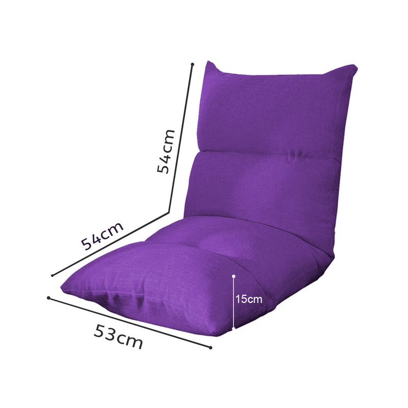 4X Floor Recliner Chairs Linen Adjustable 5 Position 108x53x15cm Purple