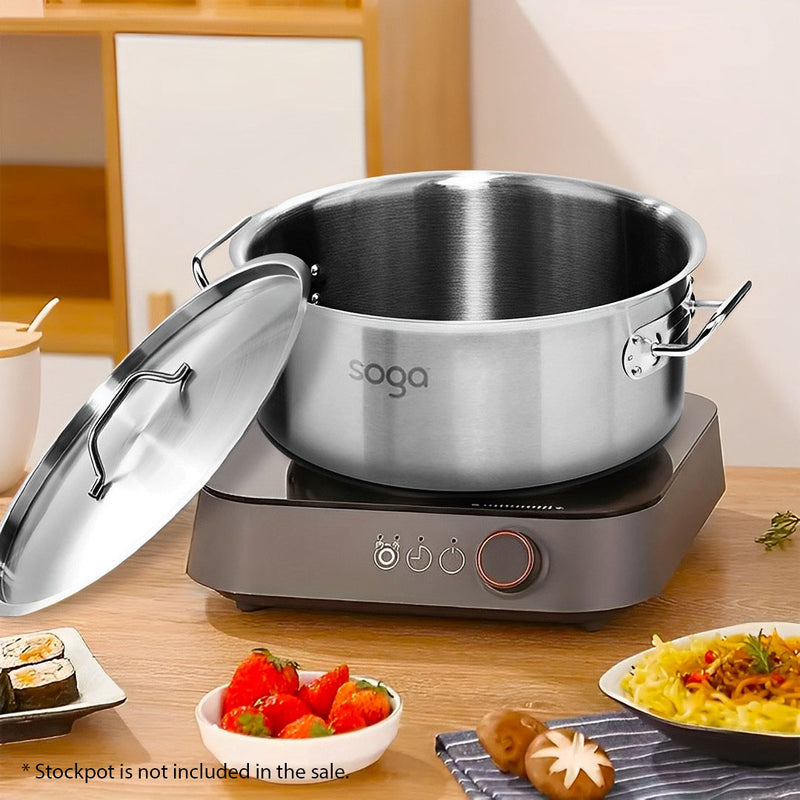 25cm 18/10 Commercial Grade Stainless Steel Stockpot Lid Fits 9L 12L Silver